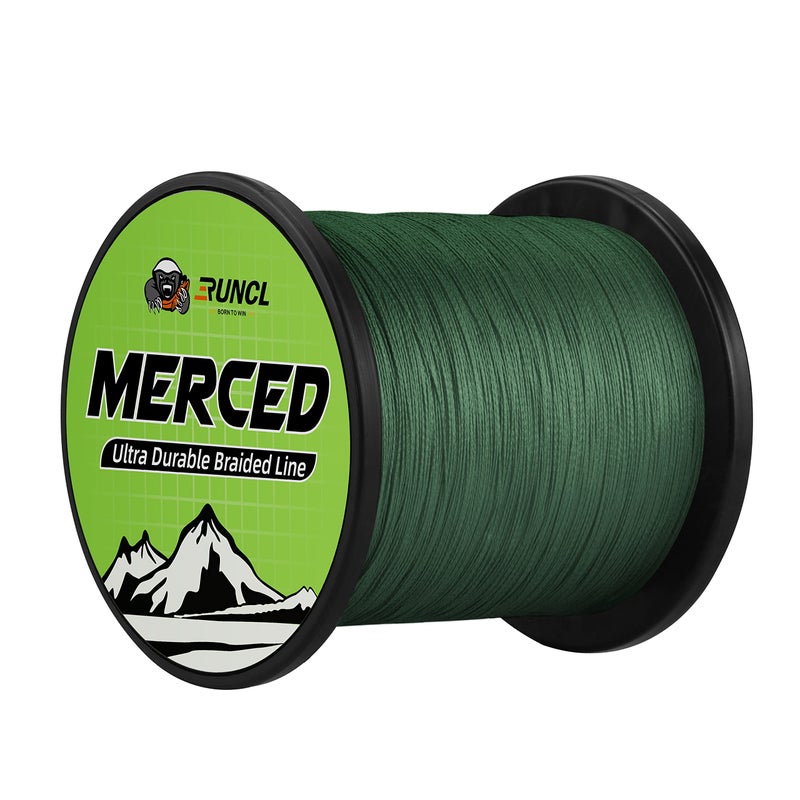 RUNCL Braided Fishing Line Merced, 4 Strands Braided Line - Proprietary Weaving Tech, Thin-Coating Tech, Stronger, Smoother - Fishing Line for Freshwater Saltwater (Moss Green, 30LB(13.6kgs), 300yds) - Image 1